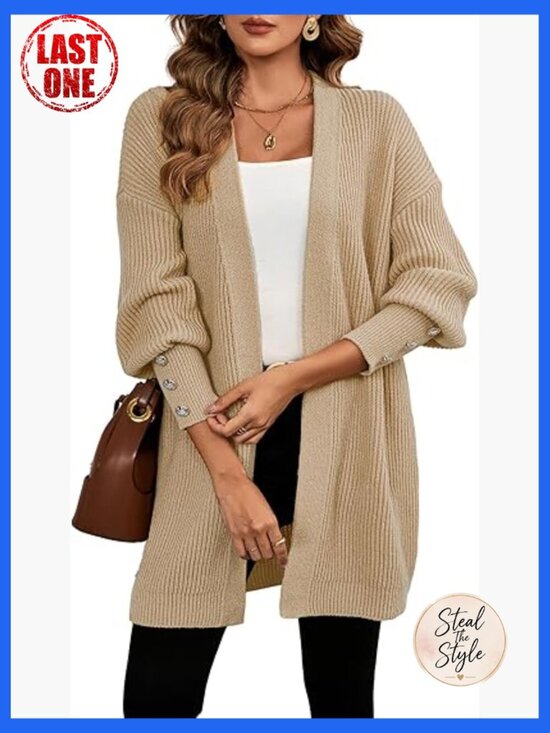 Sweaters - Oversized Chunky Knit Cardigan Open Front Long Sleeve Boho Sweater